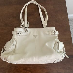 Vintage Prada White Pebbled Leather Bag
